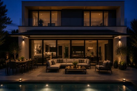 Gallerijafbeelding productpagina - Grand Vooraanzicht van de Terralux Grand in het donker